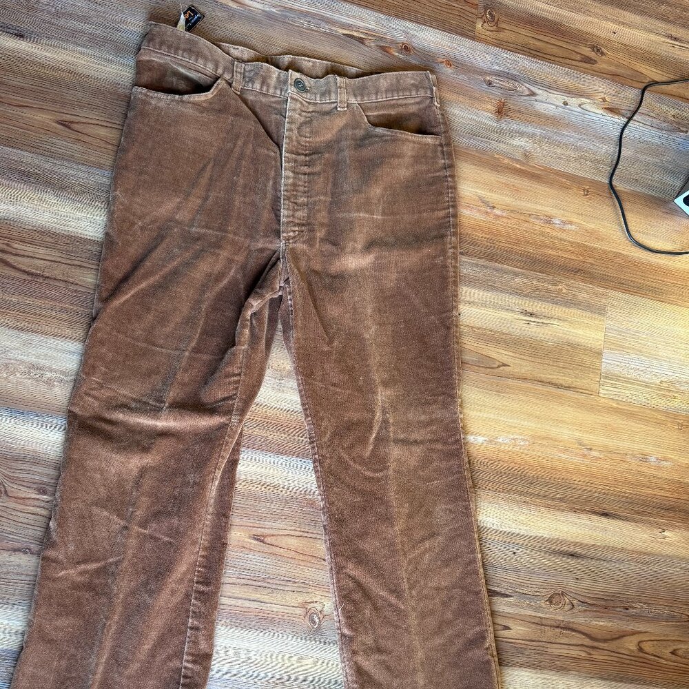 Vintage‎ Separate-Lees by Lee Velvet Pants / Suede Trim Men's 38X32 Brown VTG